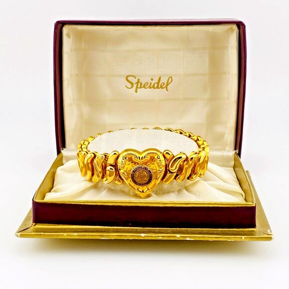 Gold Sweetheart Stretch Bracelet Stroudsburg PA Teachers College 1946 ESU w. Box - Picture 1 of 7